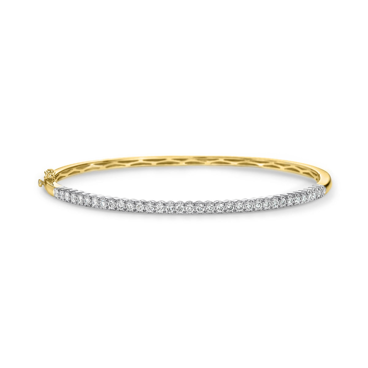 9ct Yellow Gold Natural Diamond Claw Set Hinged Bangle 1.00ct TDW