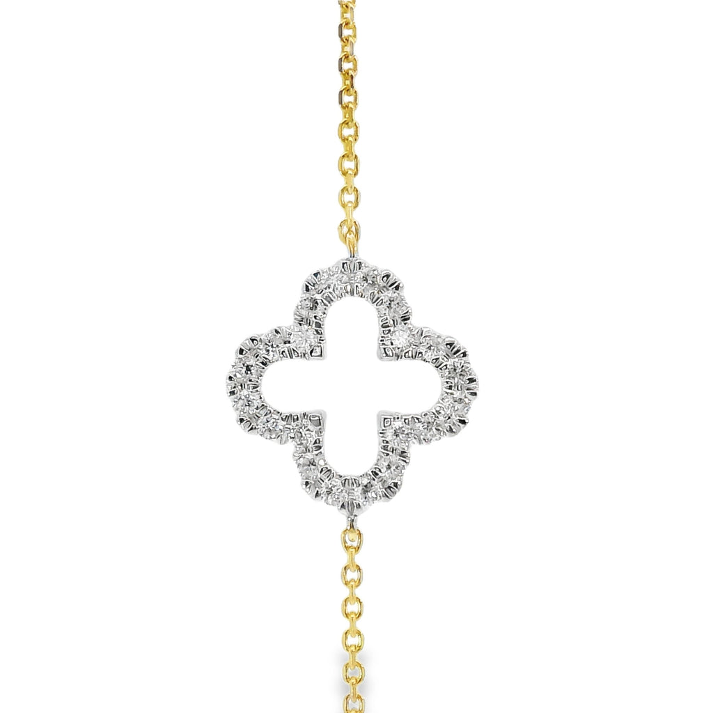 9ct Yellow Gold Open Clover Lab Grown Diamond Bracelet
