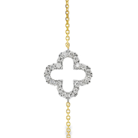 9ct Yellow Gold Open Clover Lab Grown Diamond Bracelet