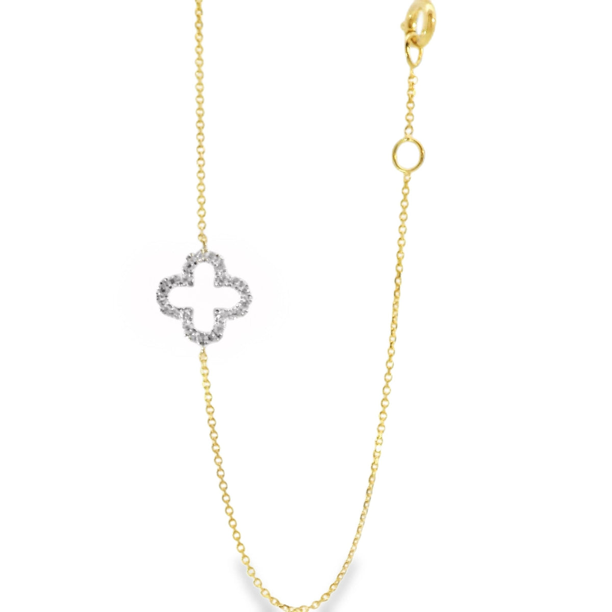 9ct Yellow Gold Open Clover Lab Grown Diamond Bracelet