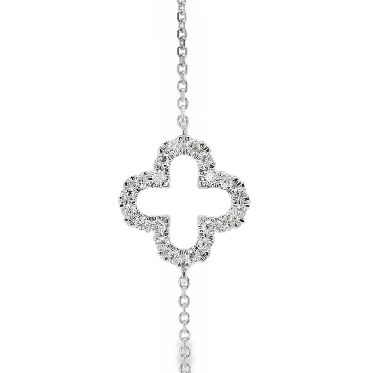 9ct White Gold Open Clover Lab Grown Diamond Bracelet