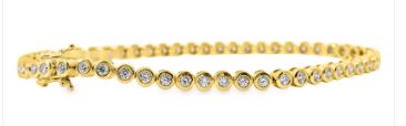 18ct Yellow Gold Bezel Set Lab Grown Diamond Tennis Bracelet 1.51ct TDW