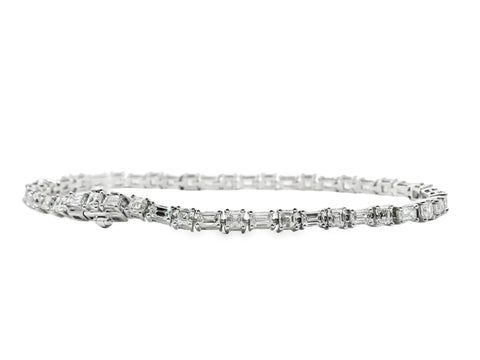 9ct White Gold Lab Grown Diamond Mixed Cut Tennis Bracelet 5.86ct TDW