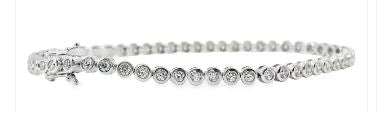 9ct White Gold Bezel Set Lab Grown Diamond Tennis Bracelet 1.51ct TDW