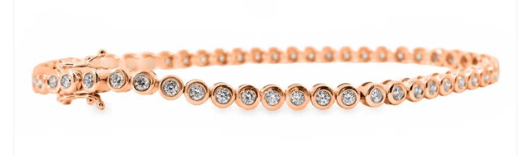 9ct Rose Gold Bezel Set Lab Grown Diamond Tennis Bracelet 1.50ct TDW