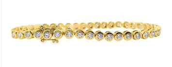 9ct Yellow Gold Lab Grown Diamond Bezel Set Tennis Bracelet