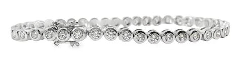 18ct White Gold Bezel Set Lab Grown Diamond Tennis Bracelet 3.01ct TDW