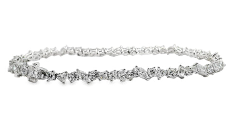 9ct White Gold Lab Grown Diamond Mixed Cut Tennis Bracelet 6.30ct TDW