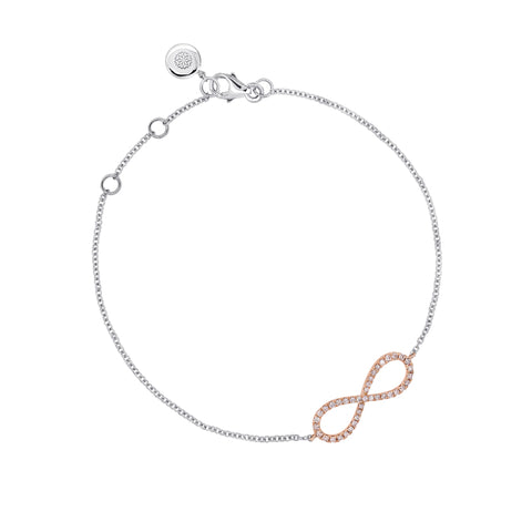 18ct White And Rose Gold Blush Pink Diamond Bracelet