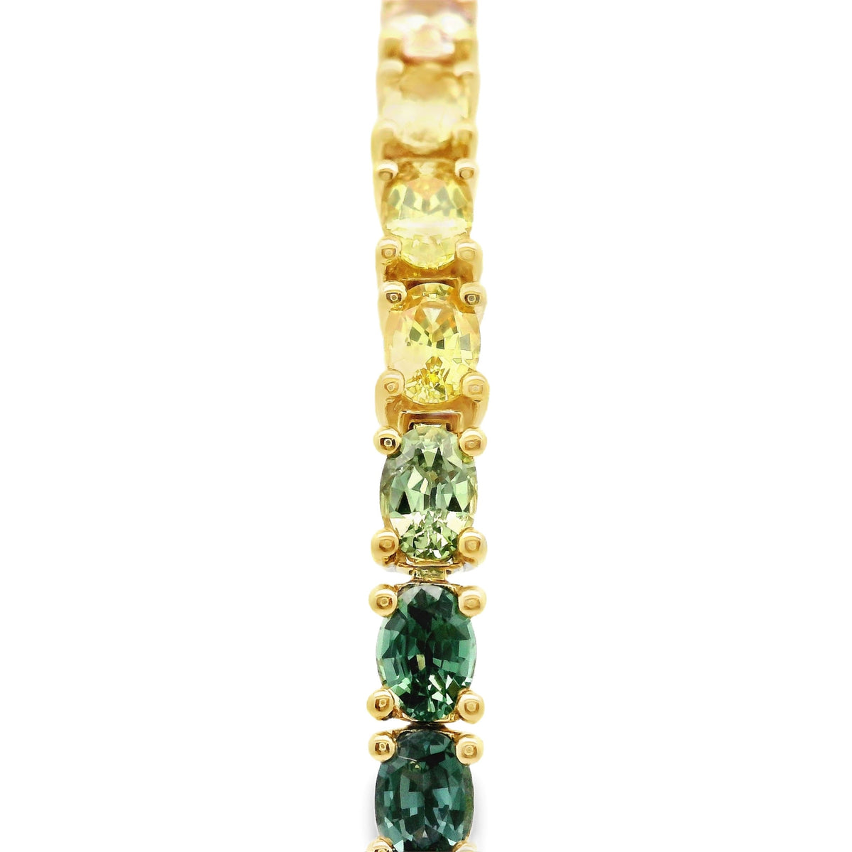 18ct Yellow Gold Multi Coloured Natural Sapphire And Lab Grown Diamond Tennis Bracelet