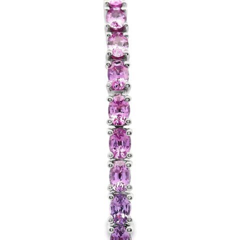 18ct White Gold Multi Coloured Natural Sapphire And Lab Grown Diamond Tennis Bracelet
