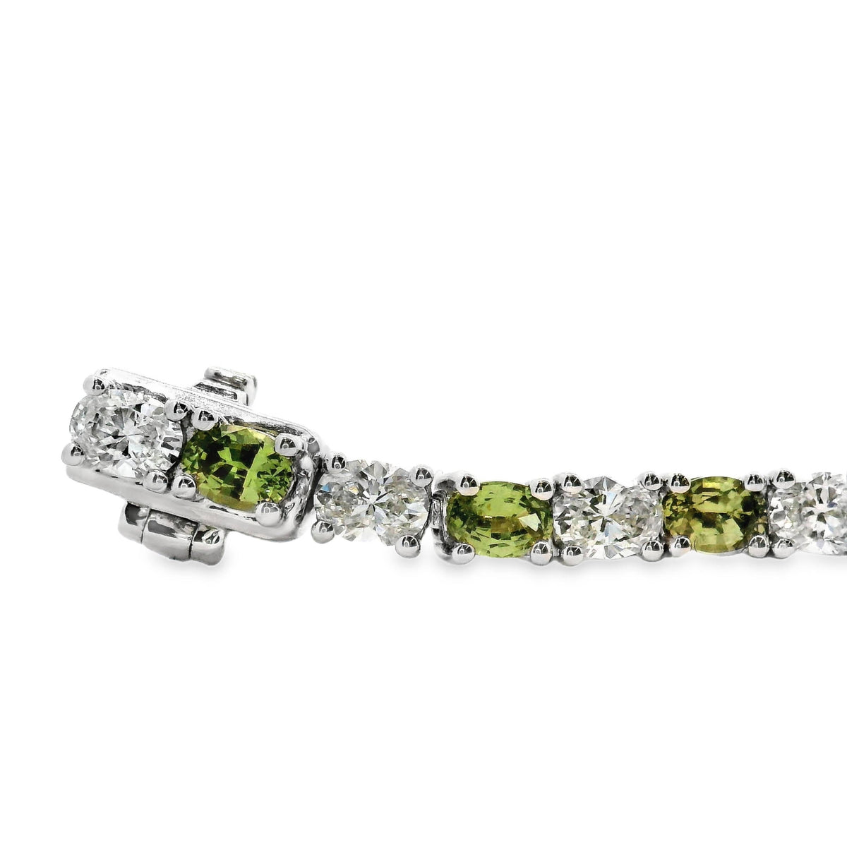 18ct White Gold Multi Coloured Natural Sapphire And Lab Grown Diamond Tennis Bracelet