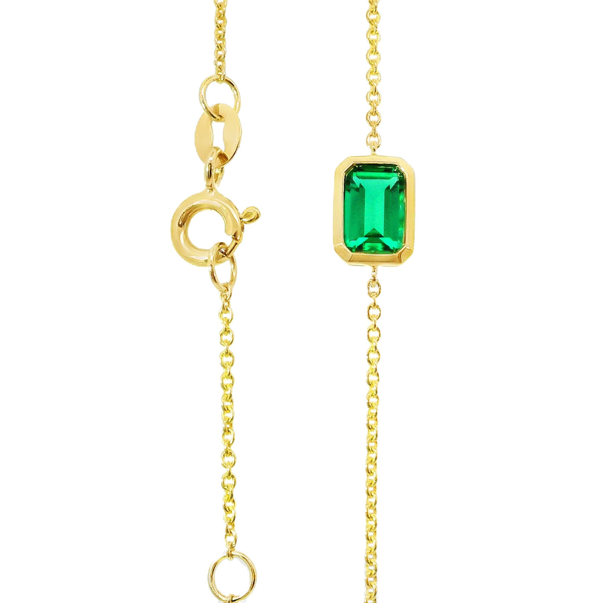 9ct Yellow Gold Bezel Set Lab Grown Emerald Bracelet