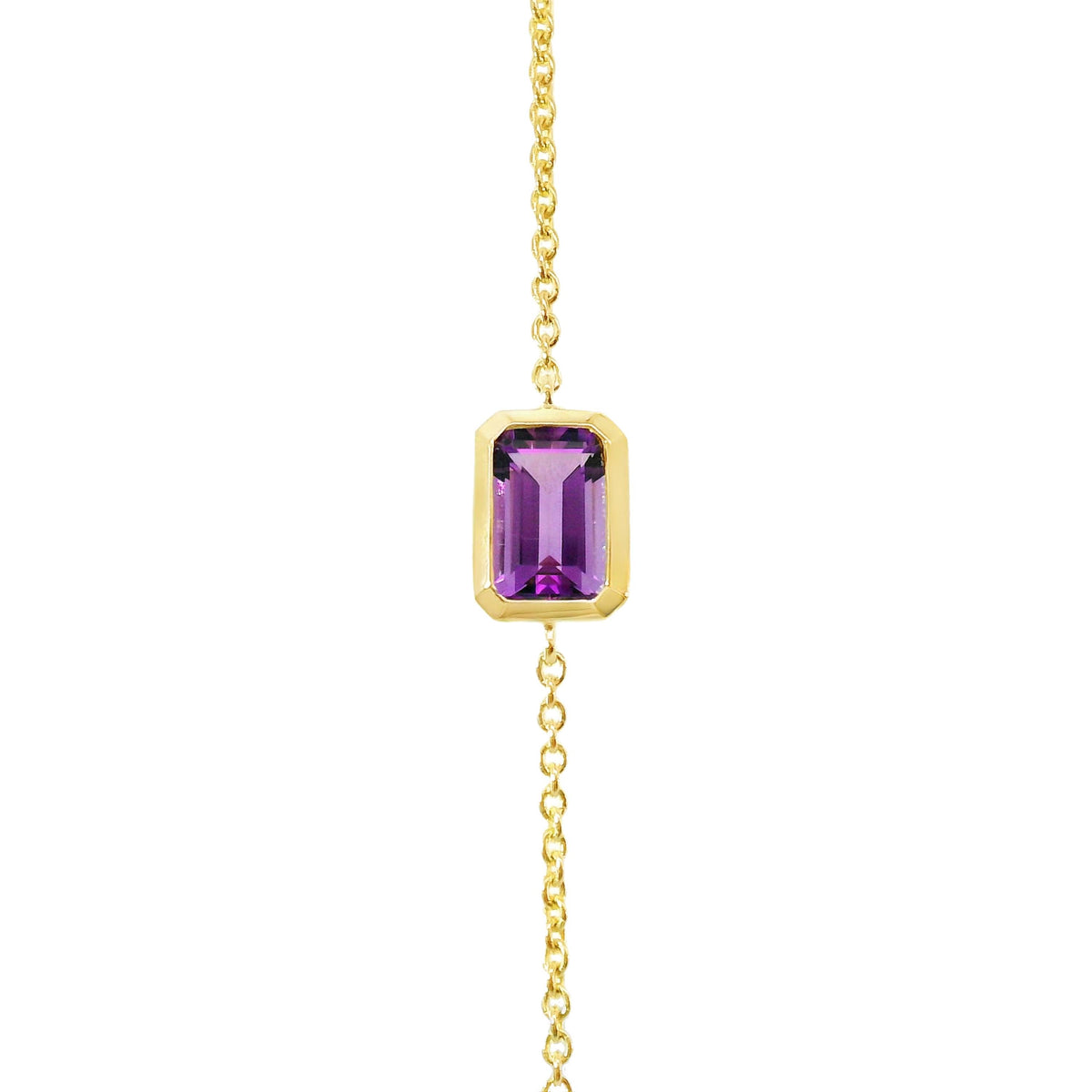 9ct Yellow Gold Bezel Set Lab Grown Amethyst Bracelet