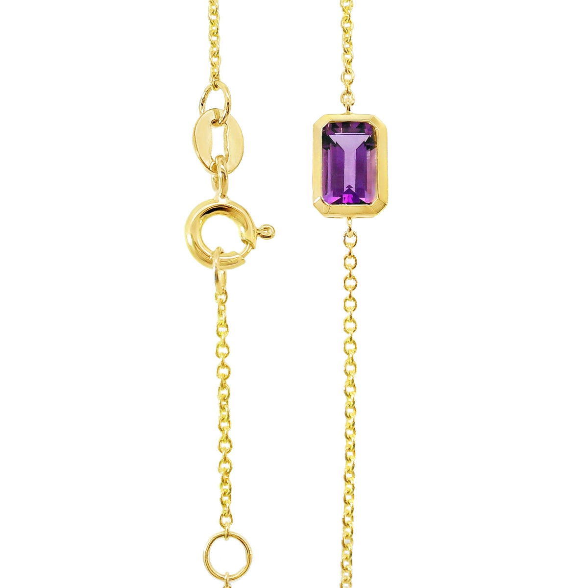 9ct Yellow Gold Bezel Set Lab Grown Amethyst Bracelet