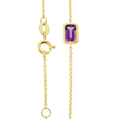 9ct Yellow Gold Bezel Set Lab Grown Amethyst Bracelet