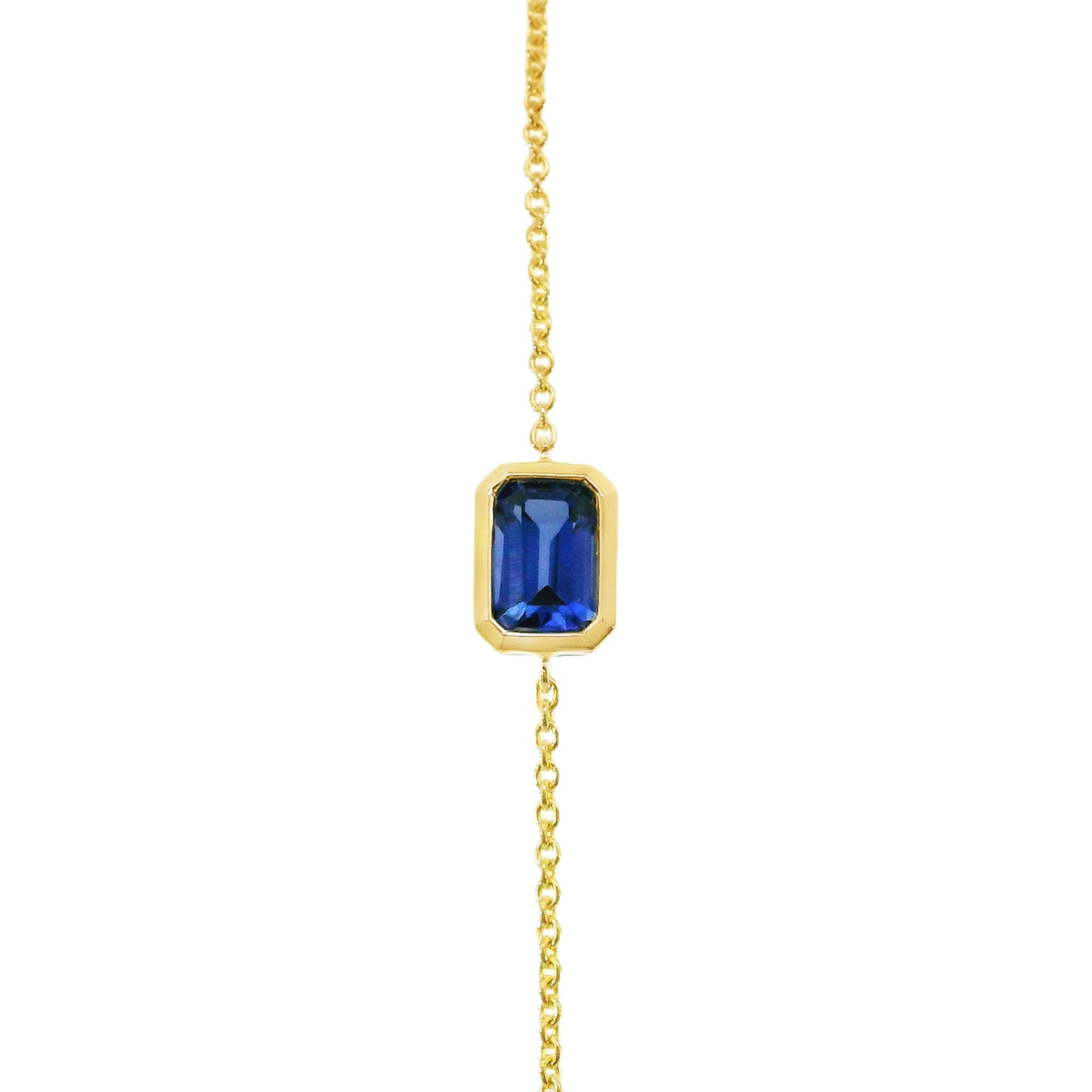 9ct Yellow Gold Bezel Set Lab Grown Sapphire Bracelet