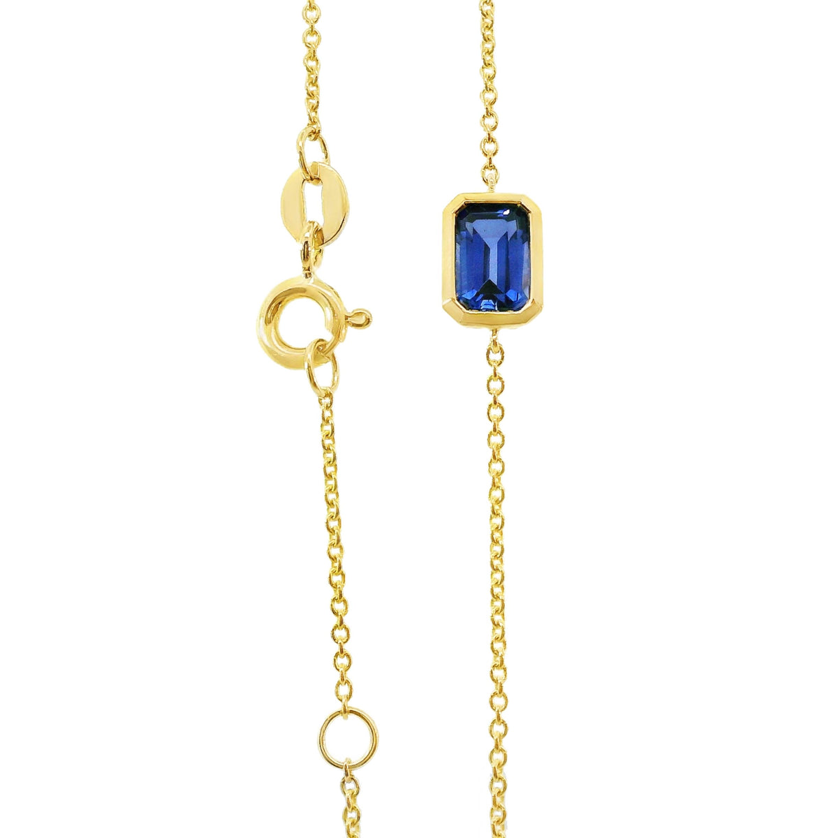 9ct Yellow Gold Bezel Set Lab Grown Sapphire Bracelet