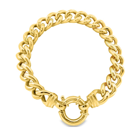 9ct Yellow Gold Hollow Curb Link Bracelet With Bolt Ring 19cm