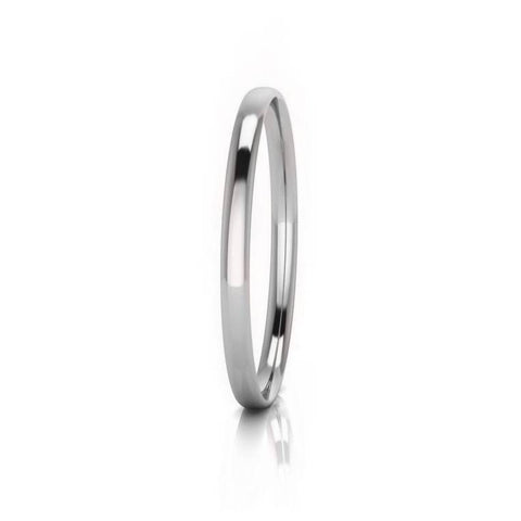 9ct White Gold Solid Half Round Bangle 5mm