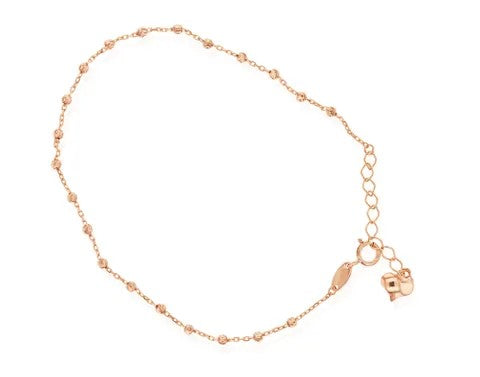 9ct Rose Gold Diamond Cut Ball Cable Chain Bracelet