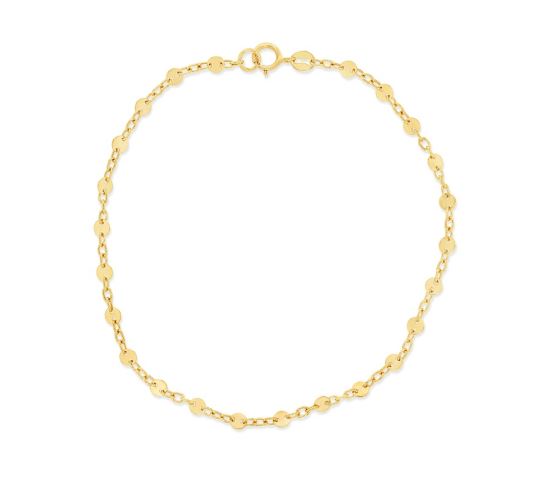 9ct Yellow Gold Flat Disc Bracelet 19cm