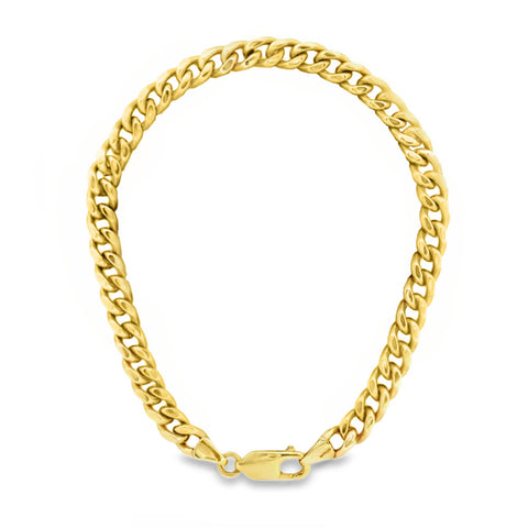 9ct Yellow Gold Silver Filled Flat Curb Bracelet 21cm