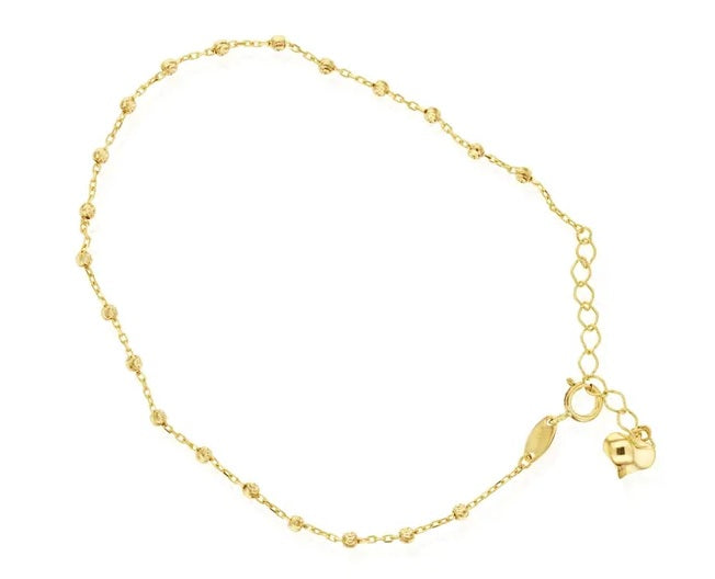 9ct Yellow Gold Diamond Cut Ball Cable Chain Bracelet