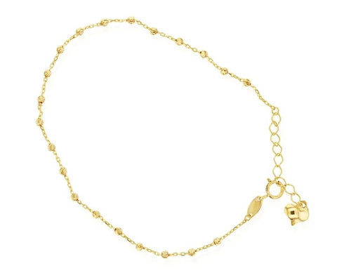 9ct Yellow Gold Diamond Cut Ball Cable Chain Bracelet