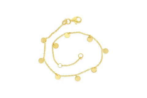 9ct Yellow Gold Small Hanging Disc Bracelet