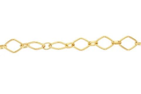 9ct Yellow Gold Solid Fancy Diamond Link Bracelet