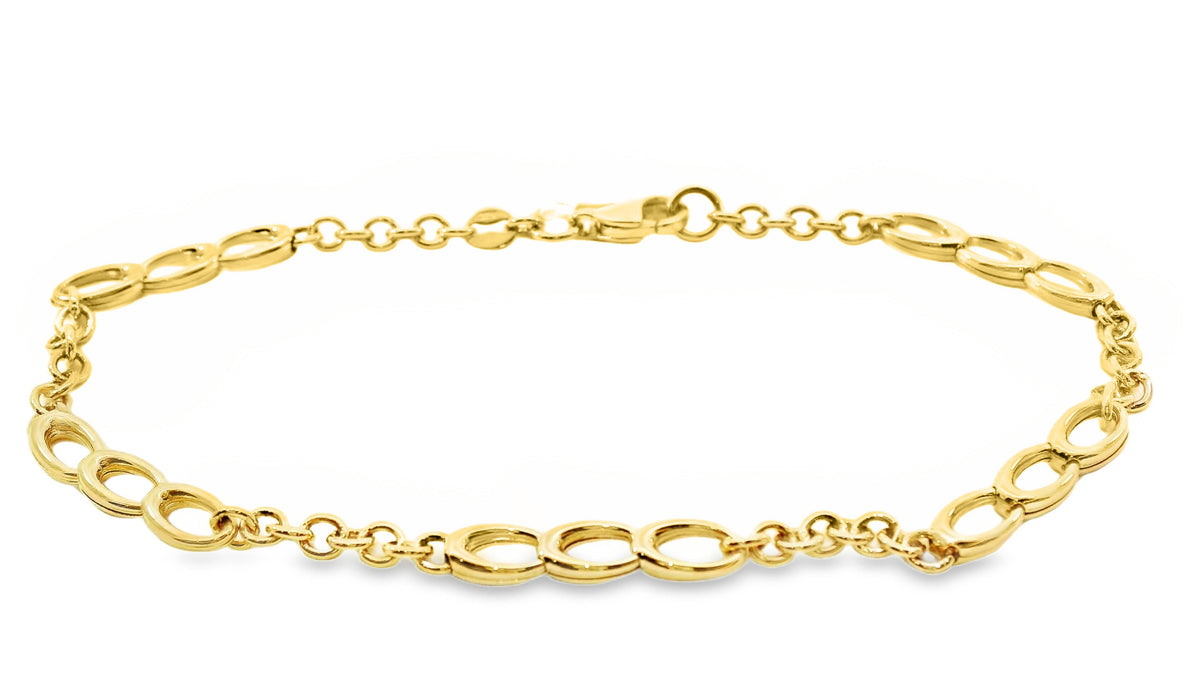 9ct Yellow Gold Oval Figaro Bracelet