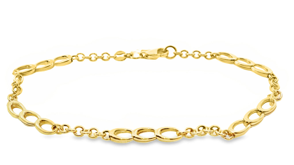 9ct Yellow Gold Oval Figaro Bracelet