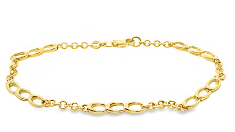 9ct Yellow Gold Oval Figaro Bracelet