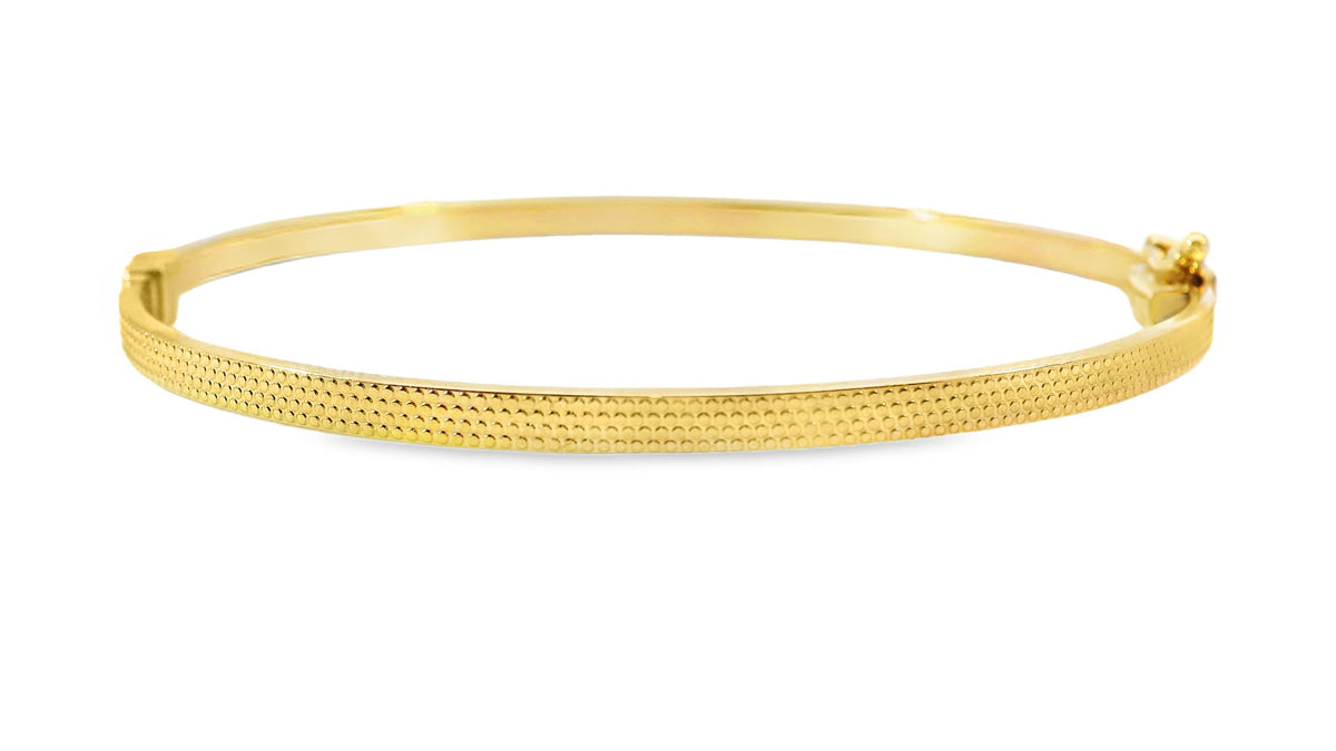 9ct Yellow Gold Hinged Patterned Bangle