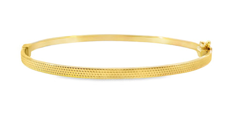 9ct Yellow Gold Hinged Patterned Bangle
