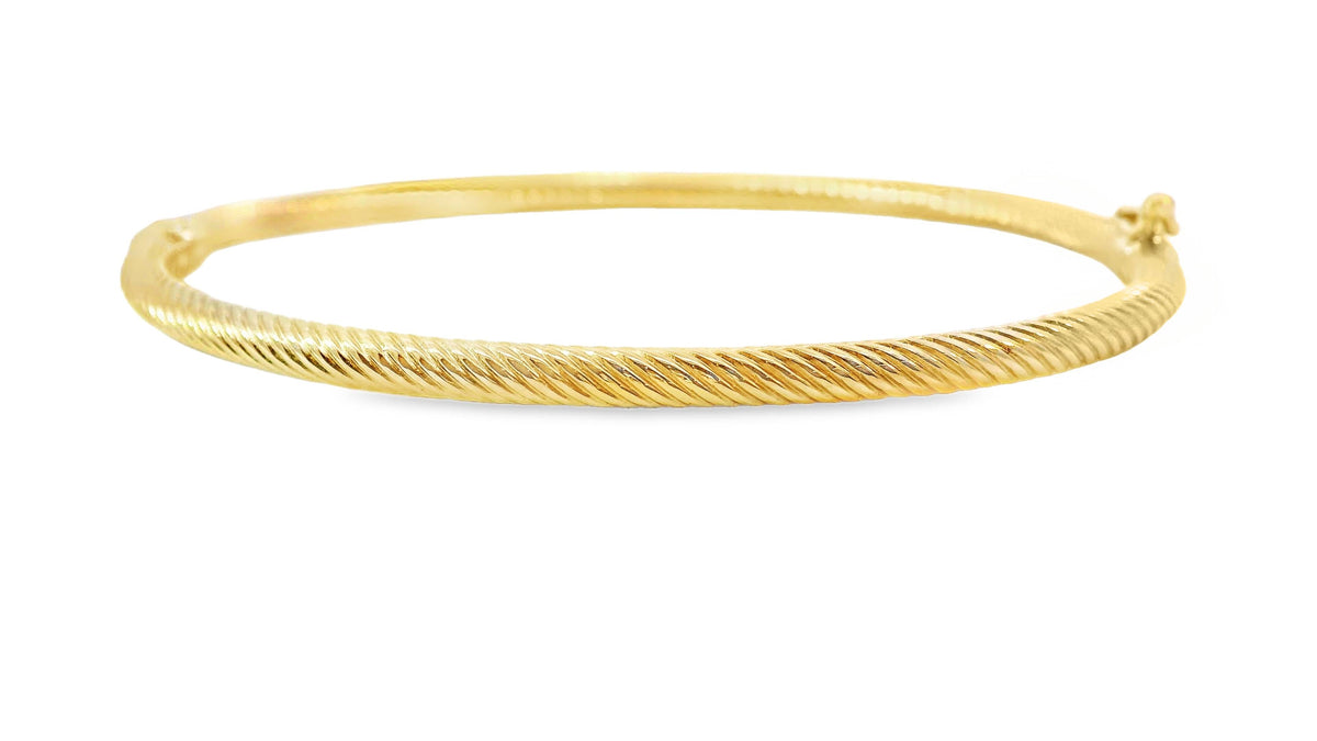 9ct Yellow Gold Hollow Rope Hinged Bangle