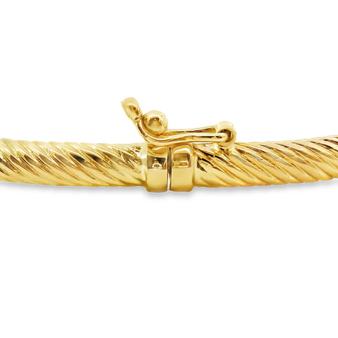 9ct Yellow Gold Hollow Rope Hinged Bangle