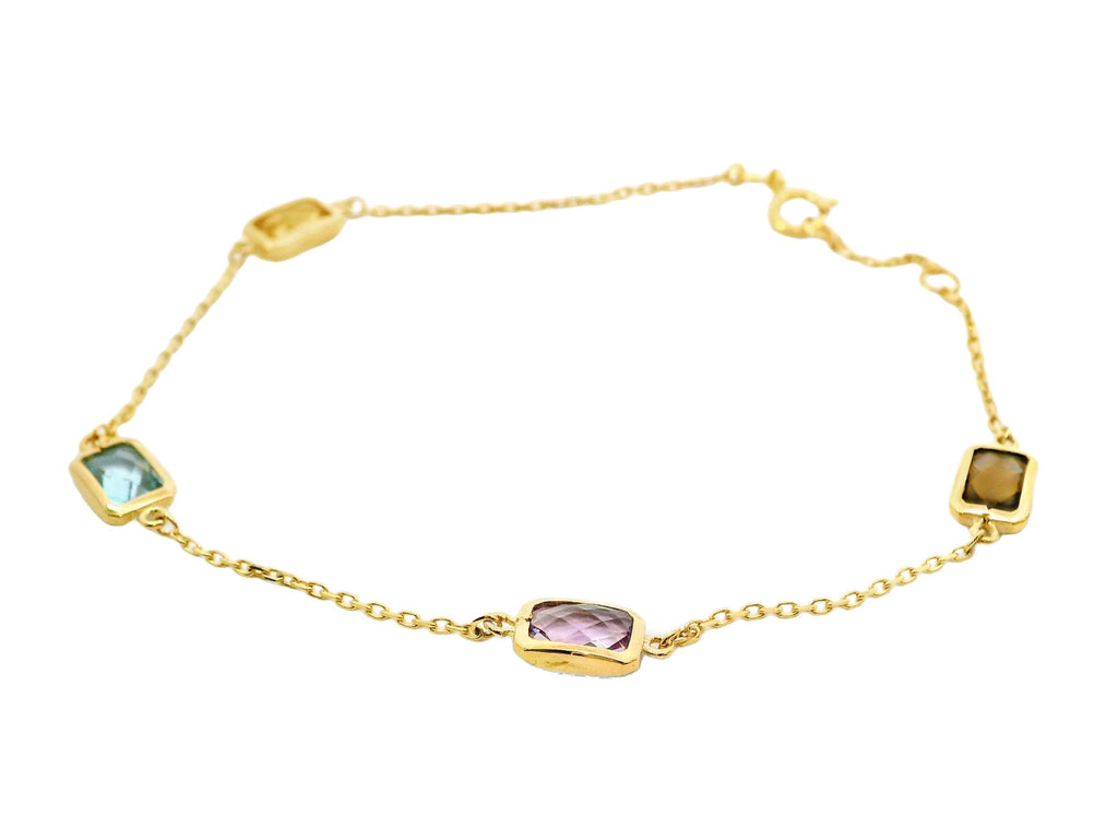 9ct Yellow Gold Coloured CZ Bezel Set Bracelet