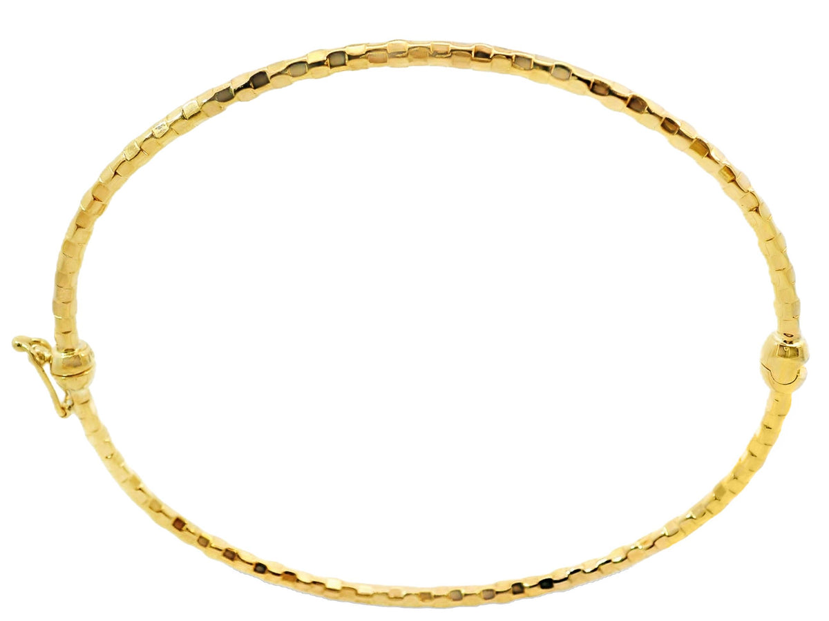 9ct Yellow Gold Patterned Hinged Hollow Bangle