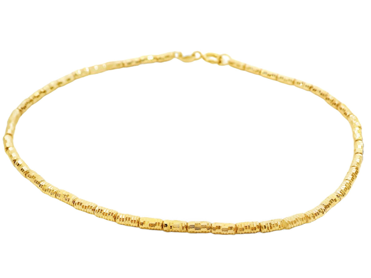 9ct Yellow Gold Engraved Beaded Bracelet