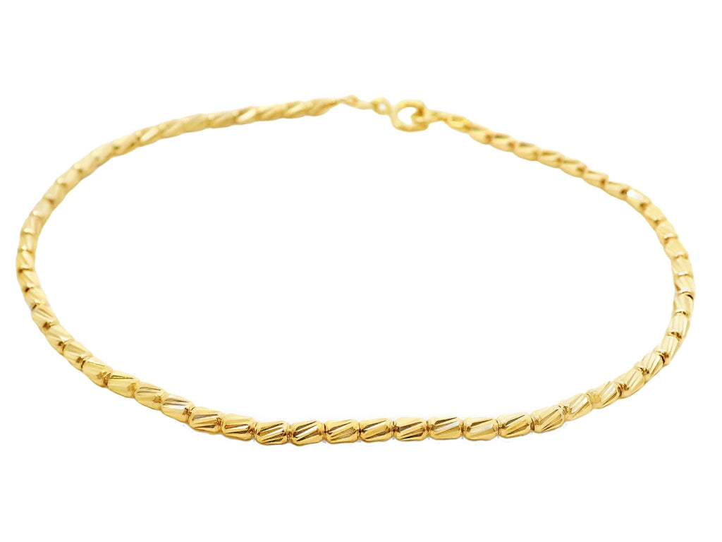 9ct Yellow Gold Engraved Bead Bracelet
