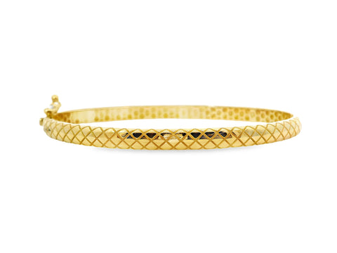9ct Yellow Gold Patterned Hinged Bangle