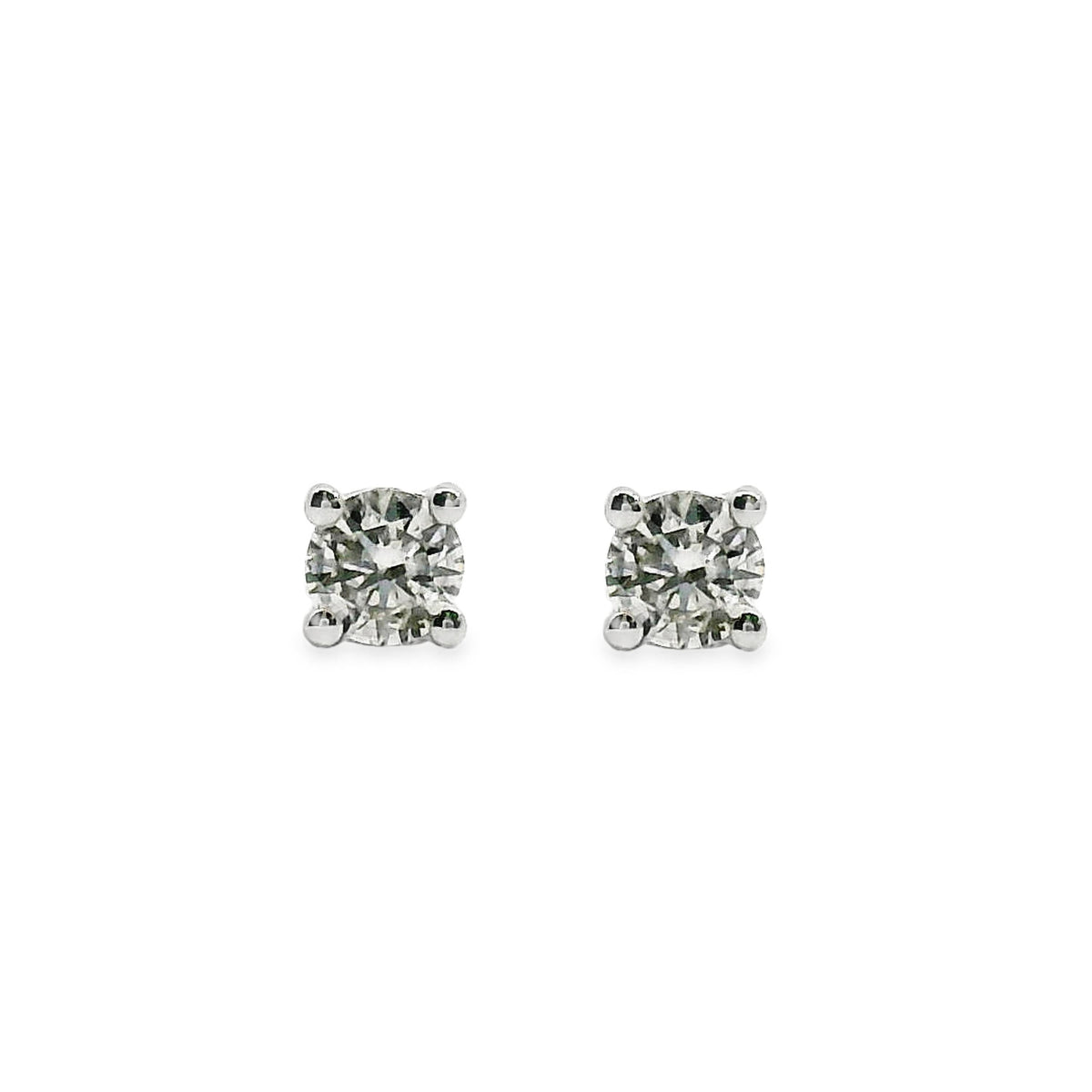 9ct White Gold Brilliant Cut 4 Claw Diamond Stud Earrings