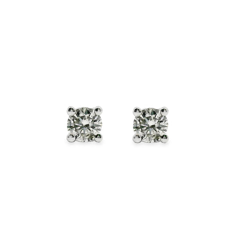 9ct White Gold Brilliant Cut 4 Claw Diamond Stud Earrings