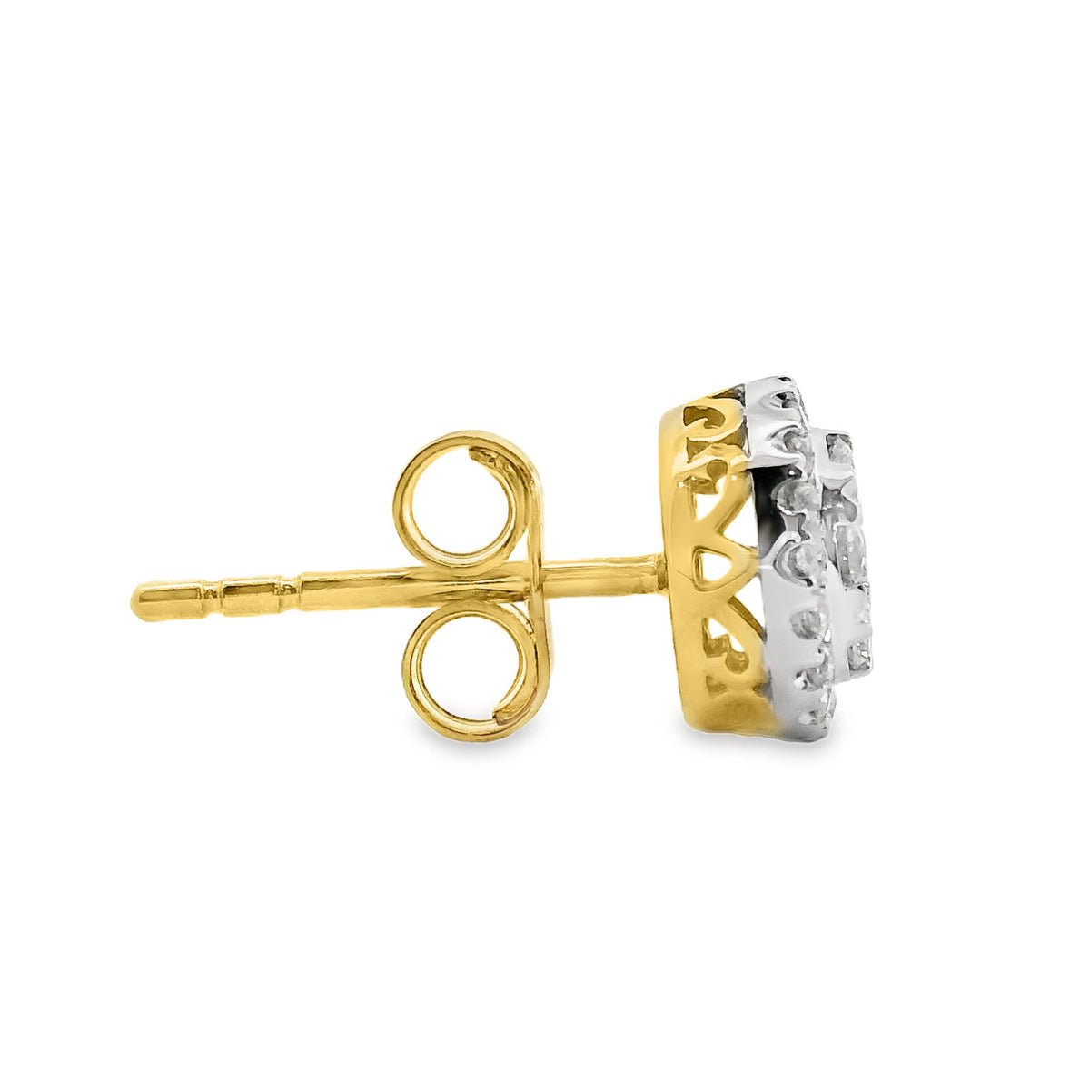 9ct Yellow Gold Cluster Set Diamond Stud Earrings