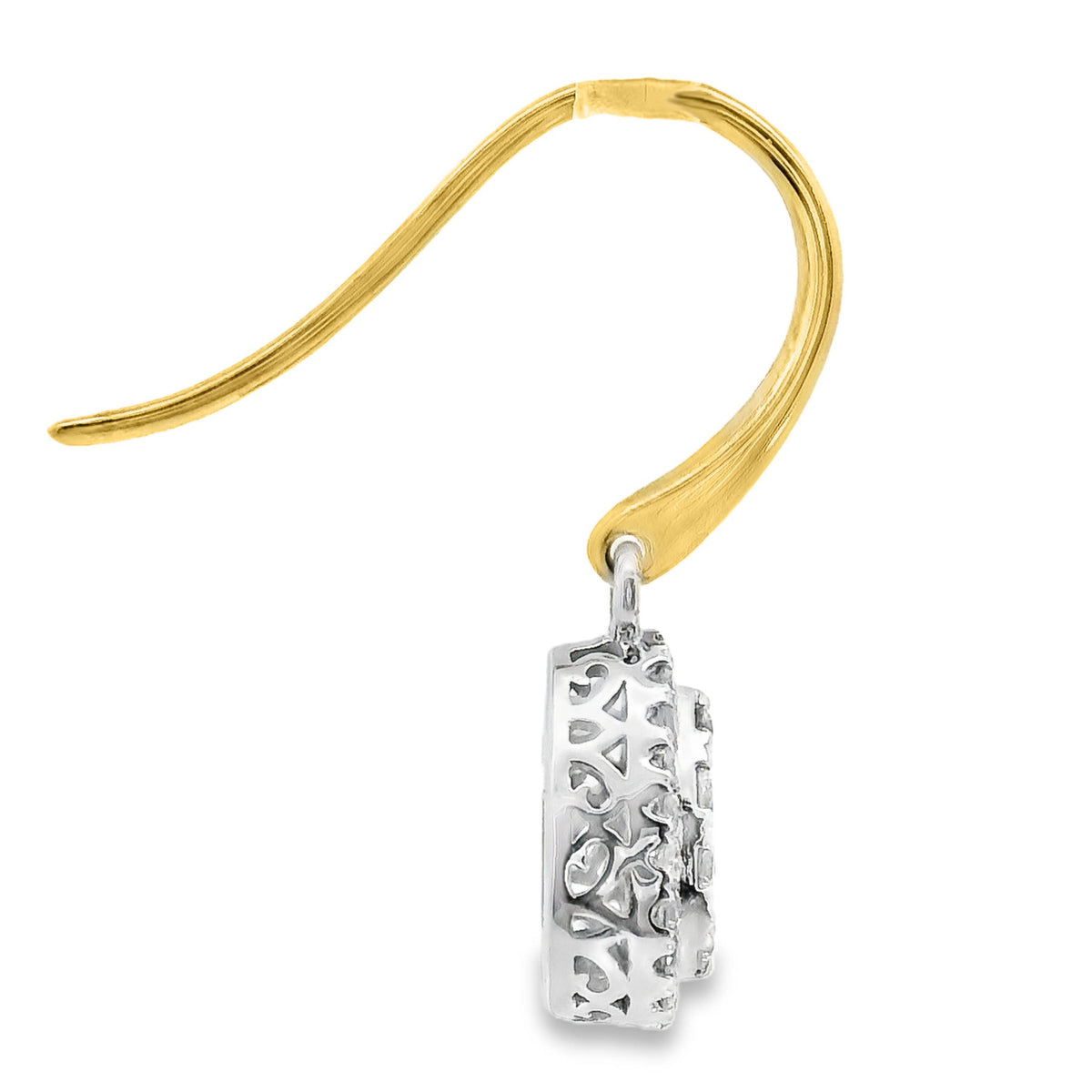 9ct 2 Tone Diamond Cluster Pear Shape Hook Earrings 0.33ct TDW