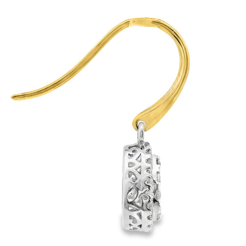 9ct 2 Tone Diamond Cluster Pear Shape Hook Earrings 0.33ct TDW