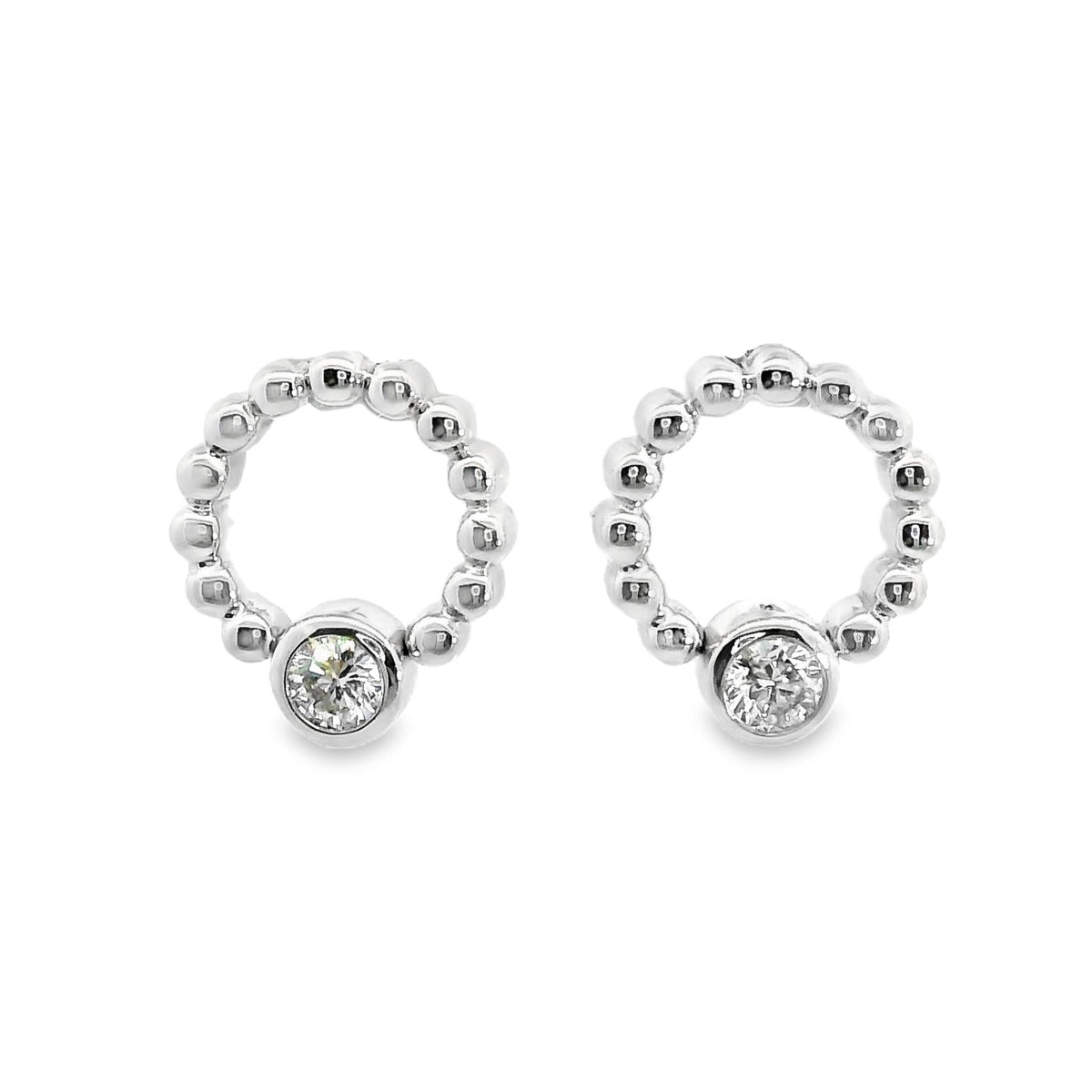 9ct White Gold Bubble Diamond Stud Earrings