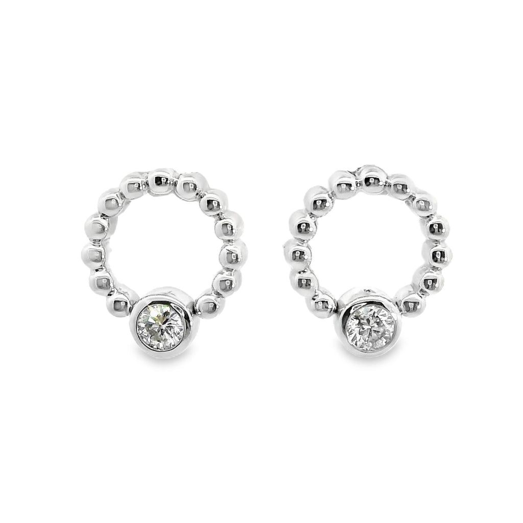 9ct White Gold Bubble Diamond Stud Earrings
